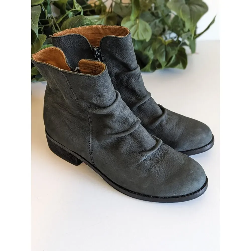Joe's Ankle Boots Justice Leather Slouchy Boho Western Dark Gray Size 8.5